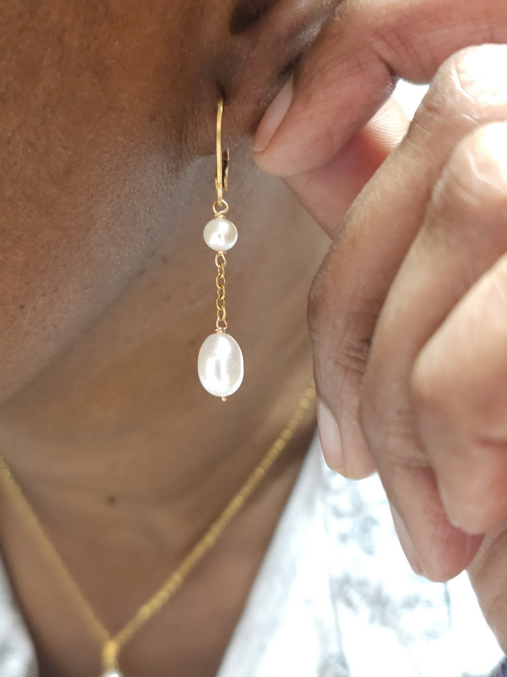Boucles d’oreilles perles de culture et gold filled Krista