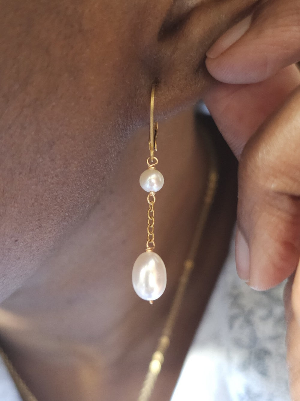 Boucles d’oreilles perles de culture et gold filled Krista