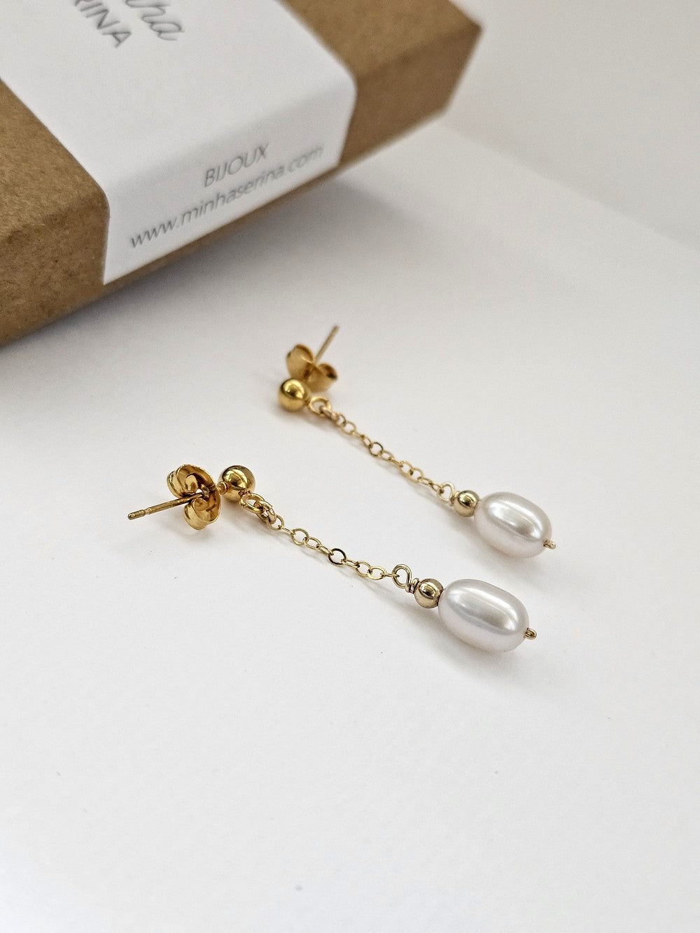 Boucles d’oreilles Lucia – Perles d’eau & gold filled