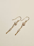 Boucles d'oreilles or laminé pendantes perles Onaya