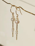 Boucles d'oreilles or laminé pendantes perles Onaya