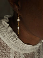 Boucles d'oreilles or laminé pendantes perles Onaya