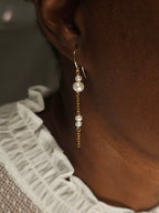 Boucles d'oreilles or laminé pendantes perles Onaya