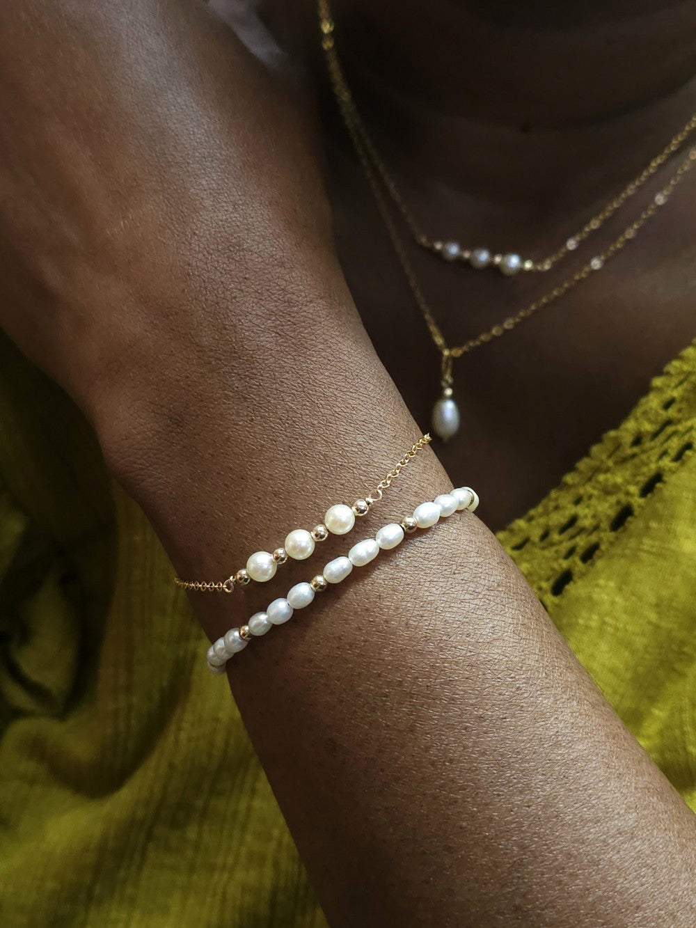 bracelet perles grains de riz gold filled Bruna