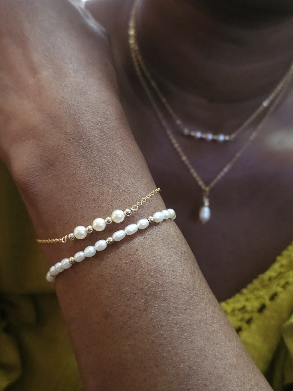 bracelet perles grains de riz gold filled Bruna