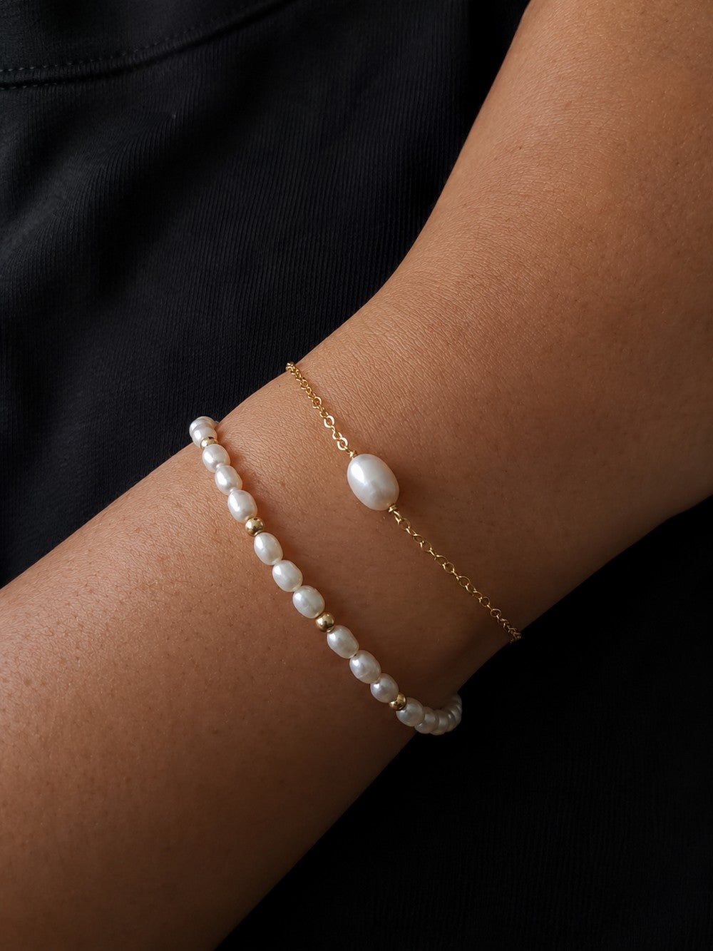 bracelet perles grains de riz gold filled Bruna