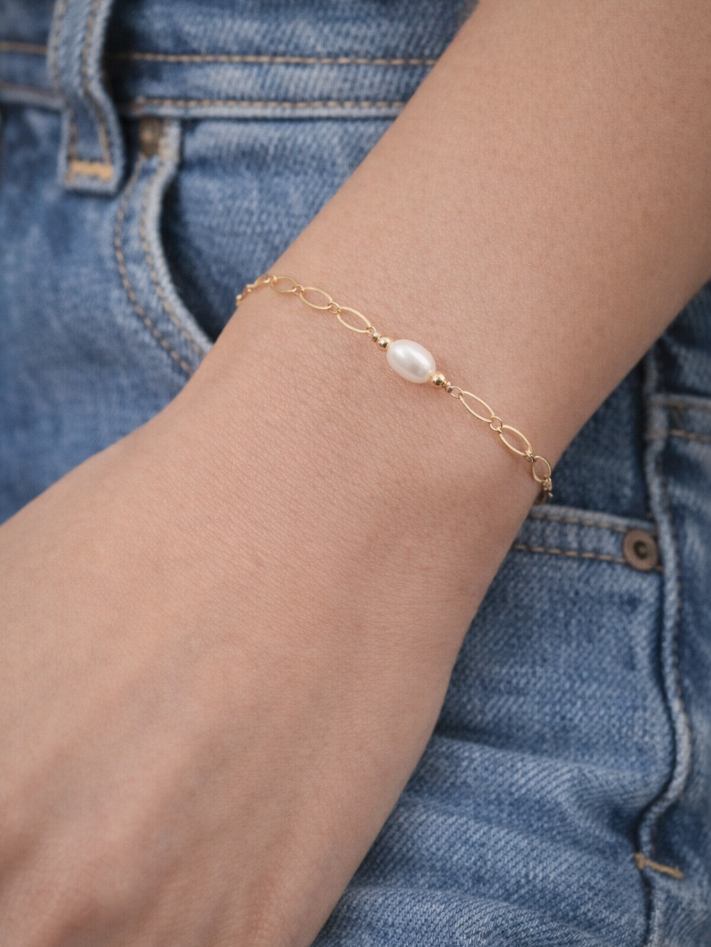 Bracelet perle d'eau mailles ovales Capoeira