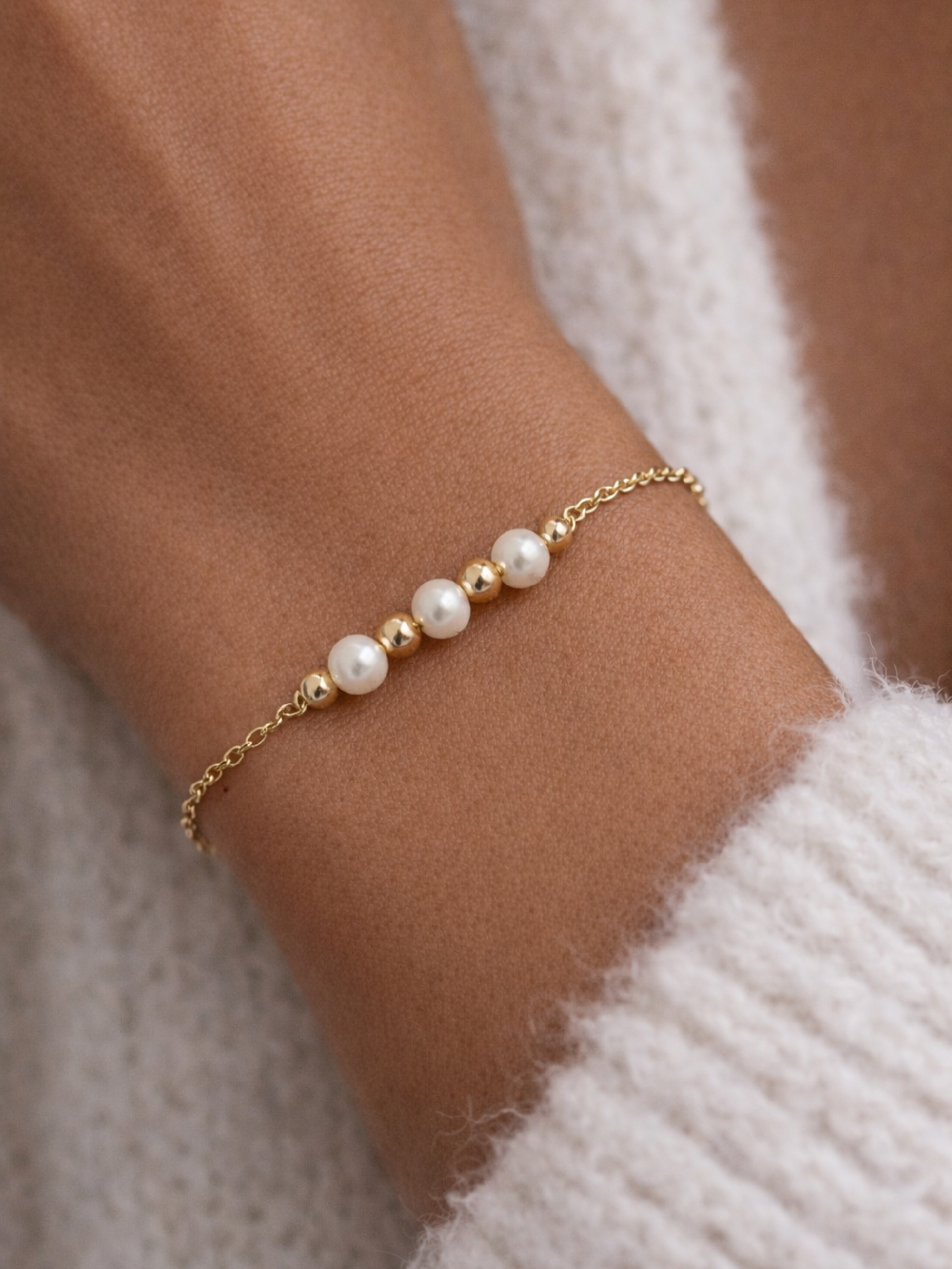 Bracelet Frances – Trilogie de perles de culture et perles gold filled or laminé