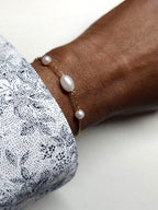 Bracelet perle de culture or laminé Krista