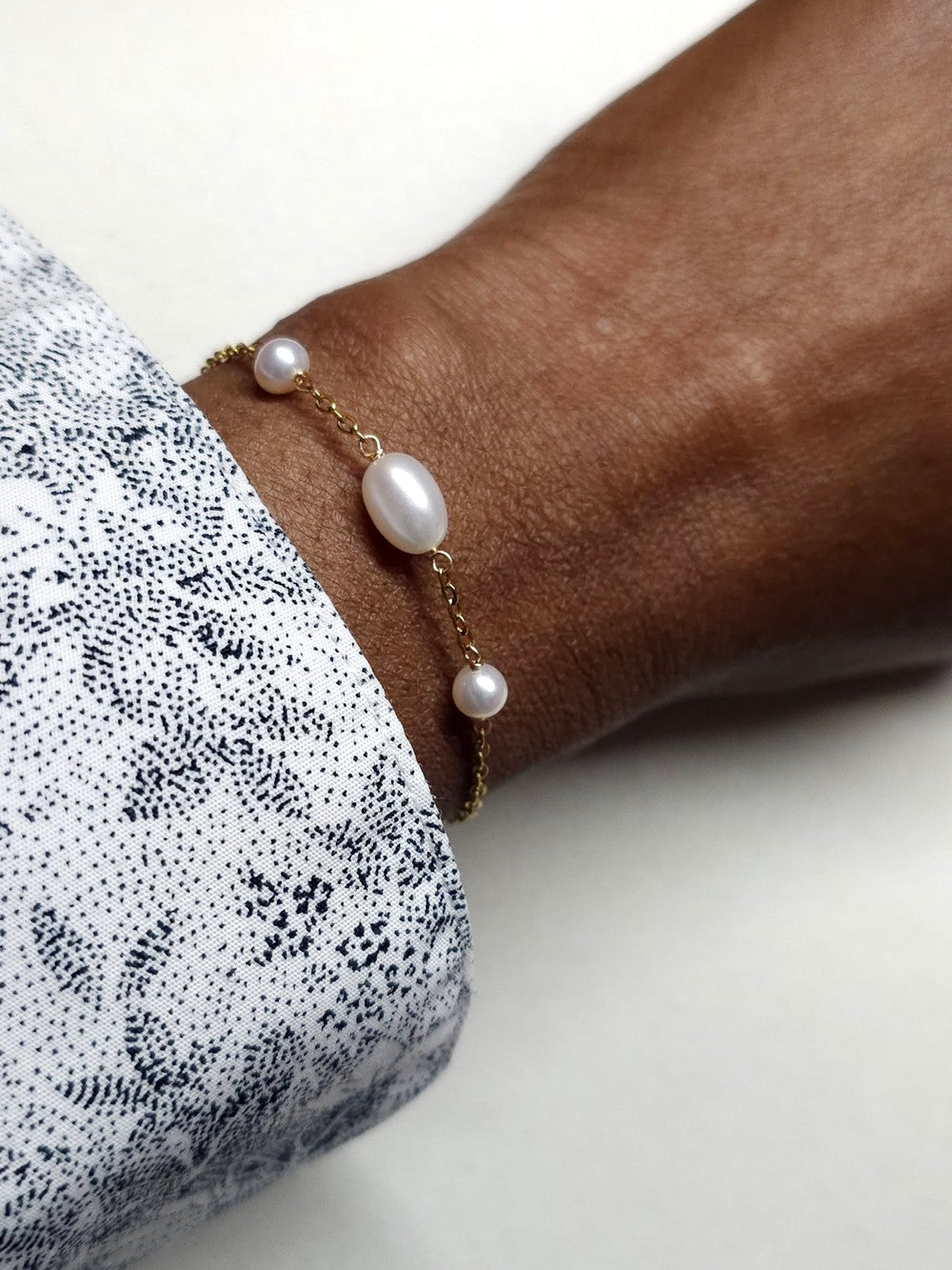 Bracelet perle de culture or laminé Krista