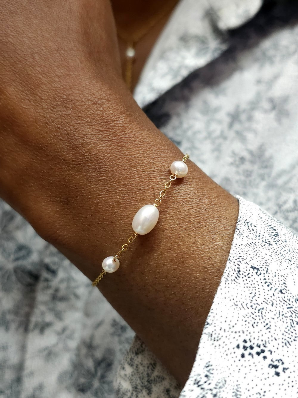 Bracelet perle de culture or laminé Krista