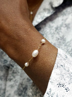 Bracelet perle de culture or laminé Krista