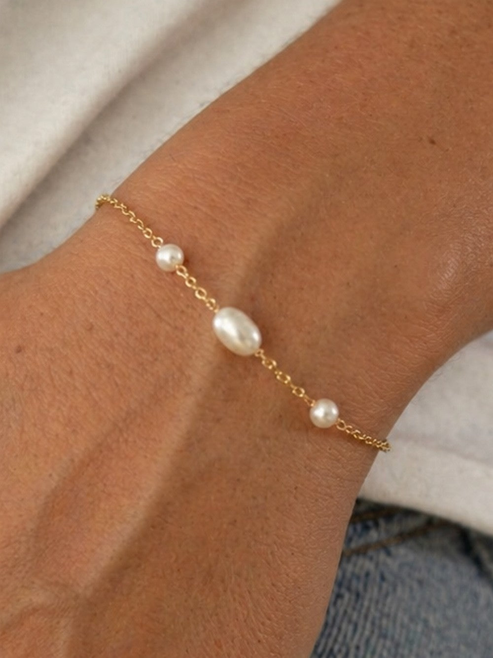 Bracelet perle de culture or laminé Krista