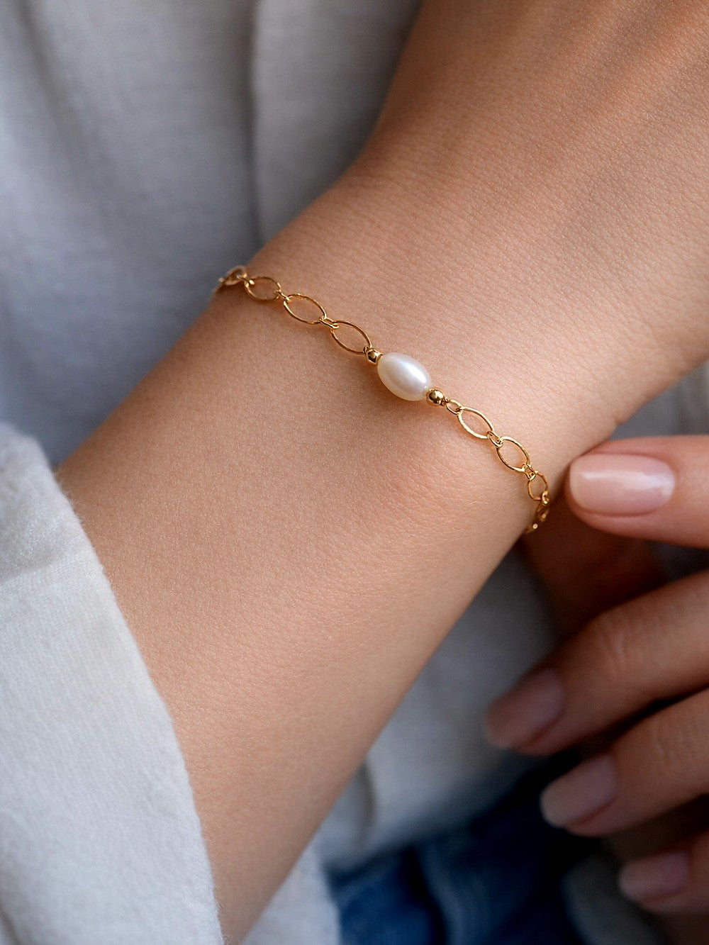 Bracelet perle d'eau mailles ovales Capoeira