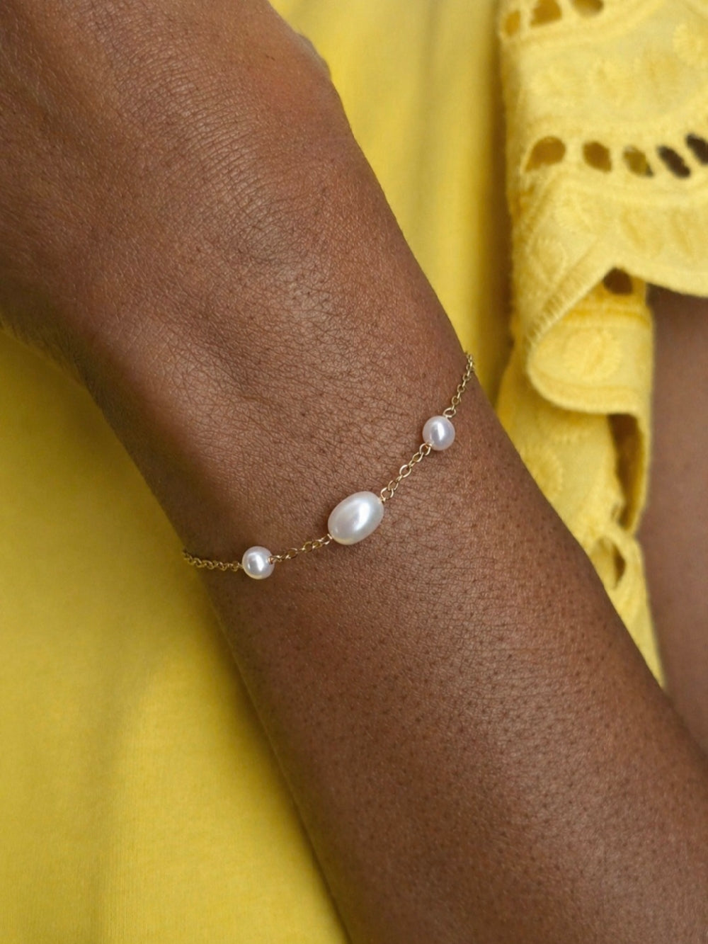 Bracelet perle de culture or laminé Krista