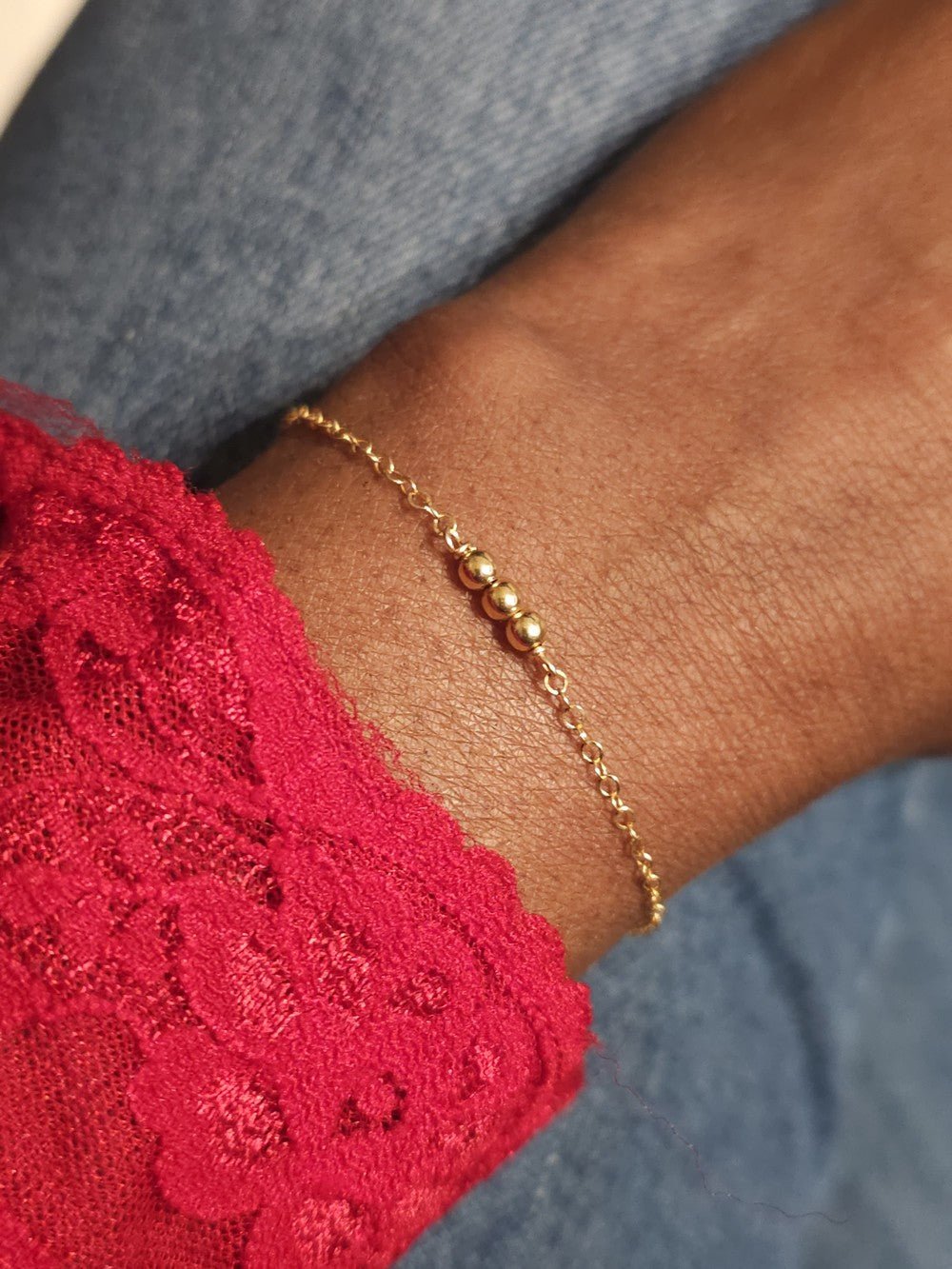 Bracelet Três pingos de Amor or laminé