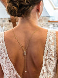 Collier de dos or laminé gold filled Gilda, chaîne maille gourmette perlée