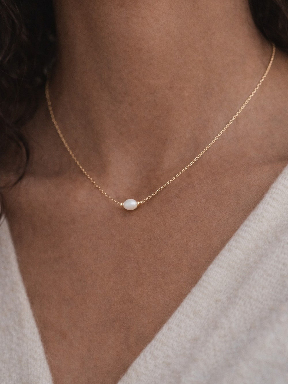 Collier Serina perle de culture et perles or laminé