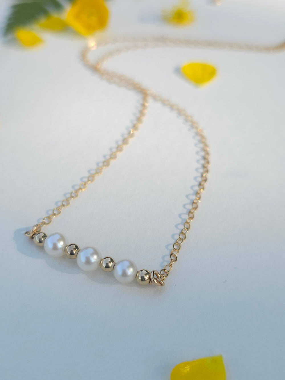Collier Frances – Trilogie de perles de culture et perles gold filled or laminé