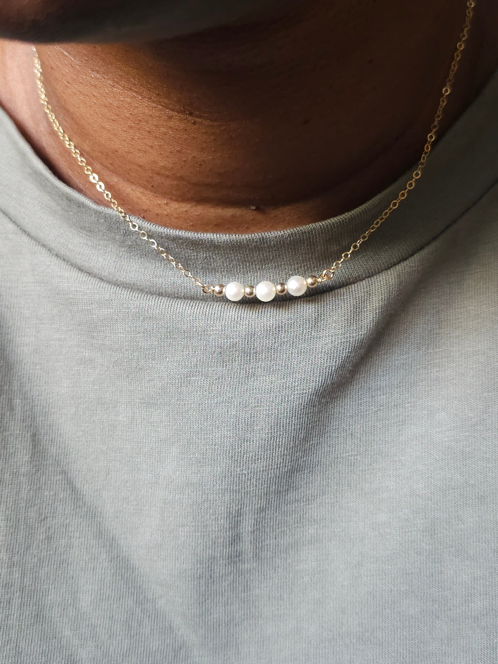Collier Frances – Trilogie de perles de culture et perles gold filled or laminé