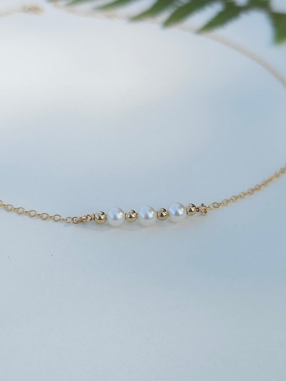 Collier Frances – Trilogie de perles de culture et perles gold filled or laminé