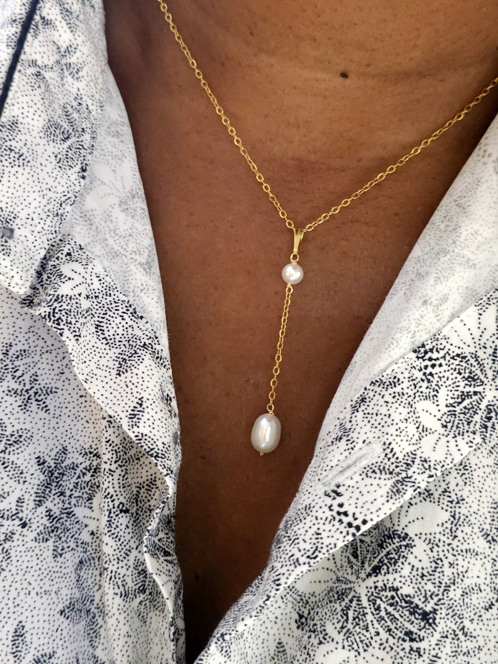 Collier pendentif Krista, gold filled or laminé et perles de culture