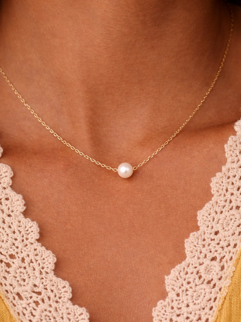 Parure perles de culture dorées Lila