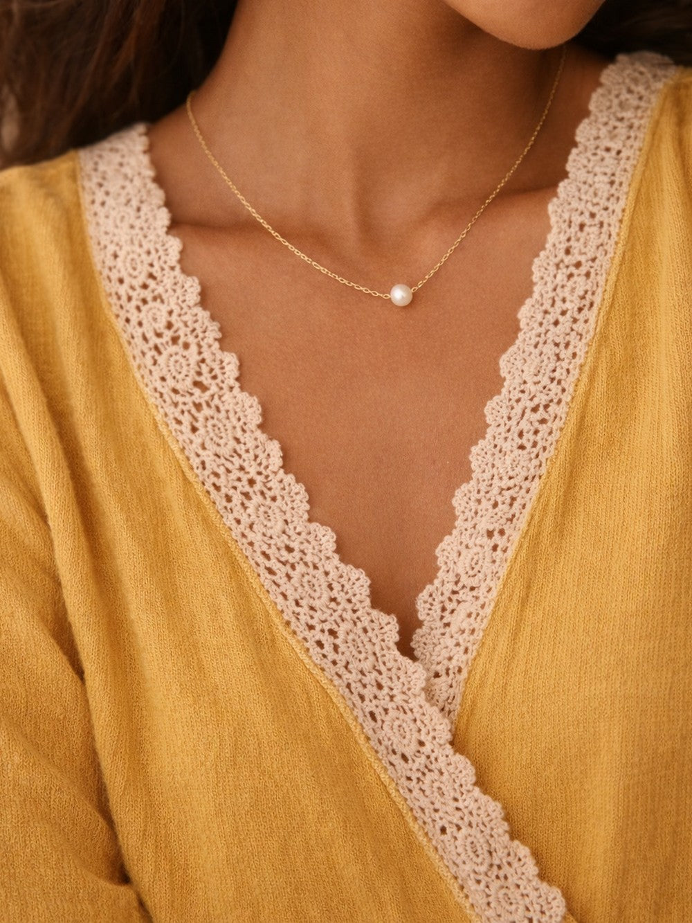 Parure perles de culture dorées Lila