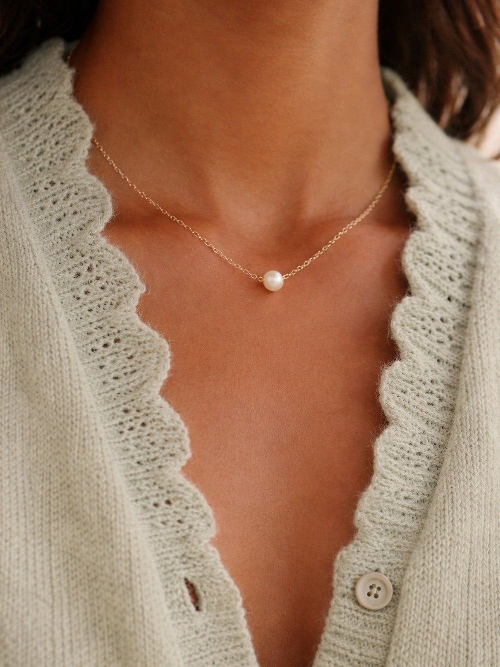 Collier perle de culture dorée Lila