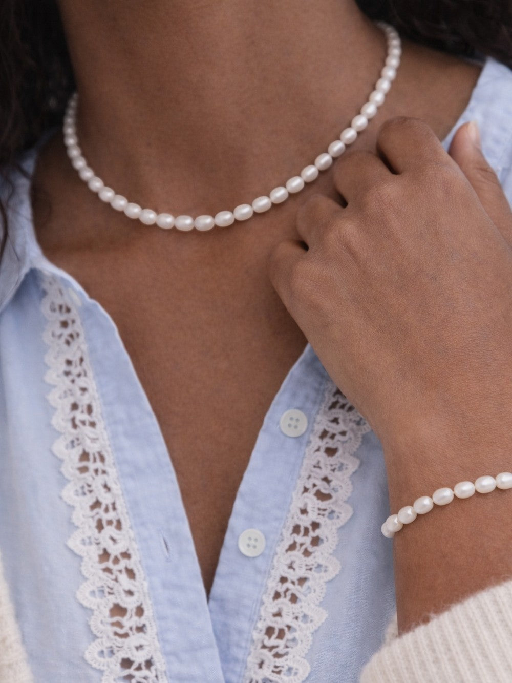 Parure perlée Carmen, collier et bracelet