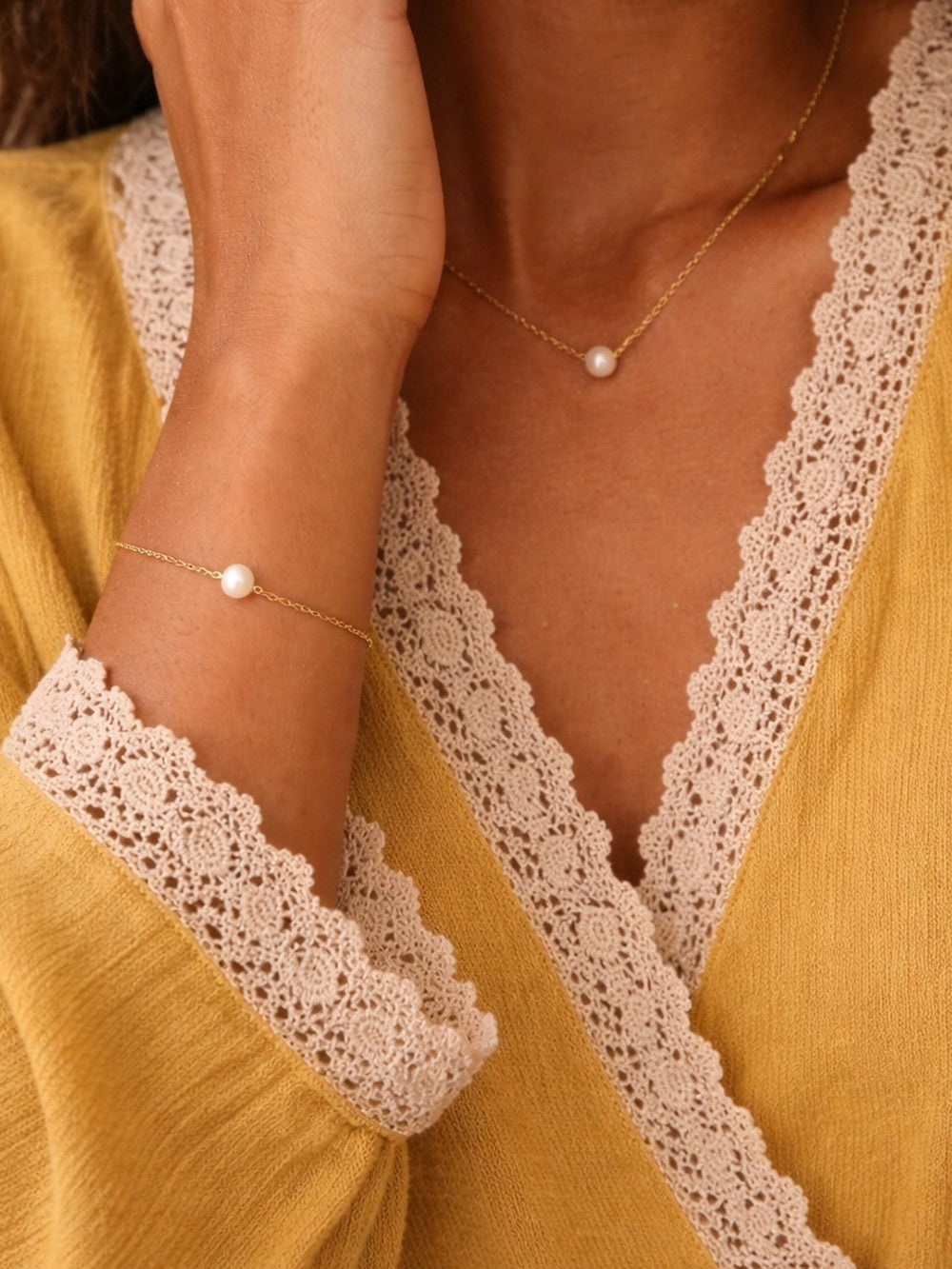 Bracelet perle de culture dorée Lila