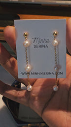 Boucles d'oreilles Tricia trois perles de culture